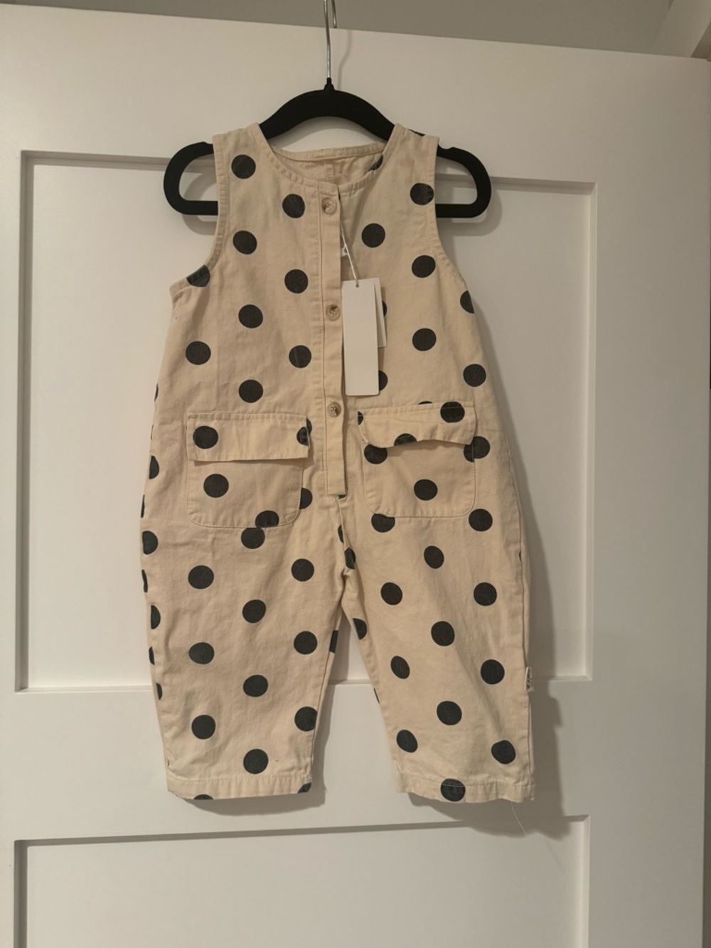 Kids Cream Polka Dot Overalls